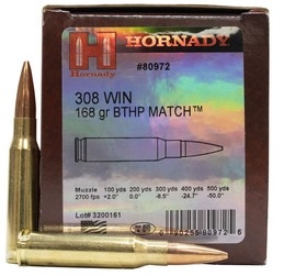 Hornady .308 Win. 168grs BTHP Sierra Match, 50 Stk., kein Versand nur Abholung bei Waffen Lechner